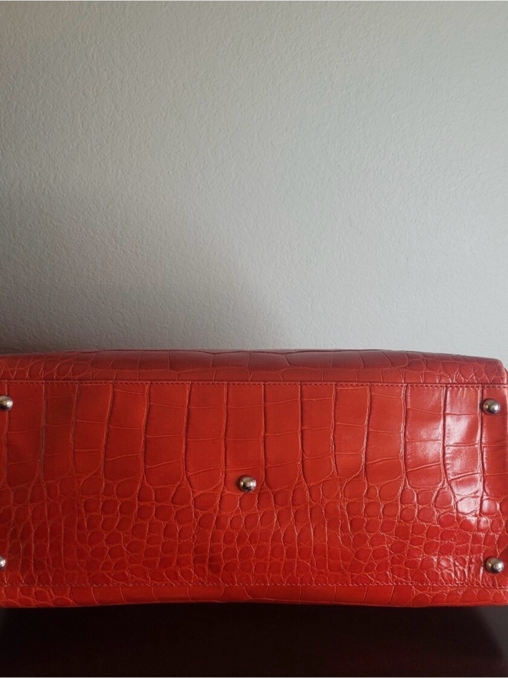 Y2K Furla Red-Orange Croc-Embossed Leather Tote Bag🔥 - Picture 6 of 13